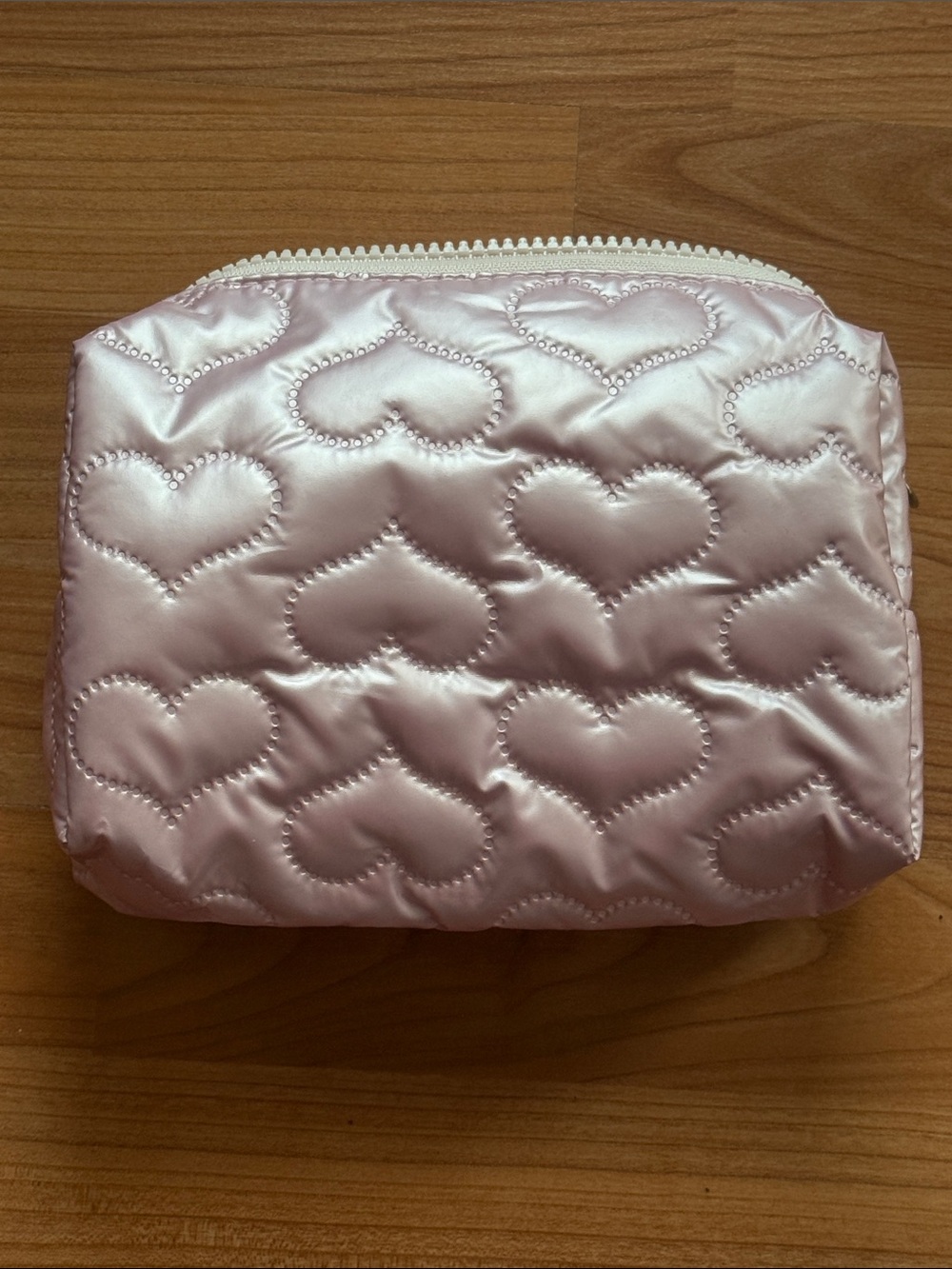 Pink Heart Quilted Cosmetic Bag